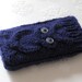 iPhone 5 iPod Touch case Samsung HTC Droid Incredible cover mobile Blackberry holder Smartphone sleeve, hand knit owl in navy blue