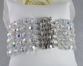 Clear Crystal Aurora Borealis Five Strand Bridal Bracelet