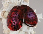 Red Abalone Shell Earrings, Abalone Earrings