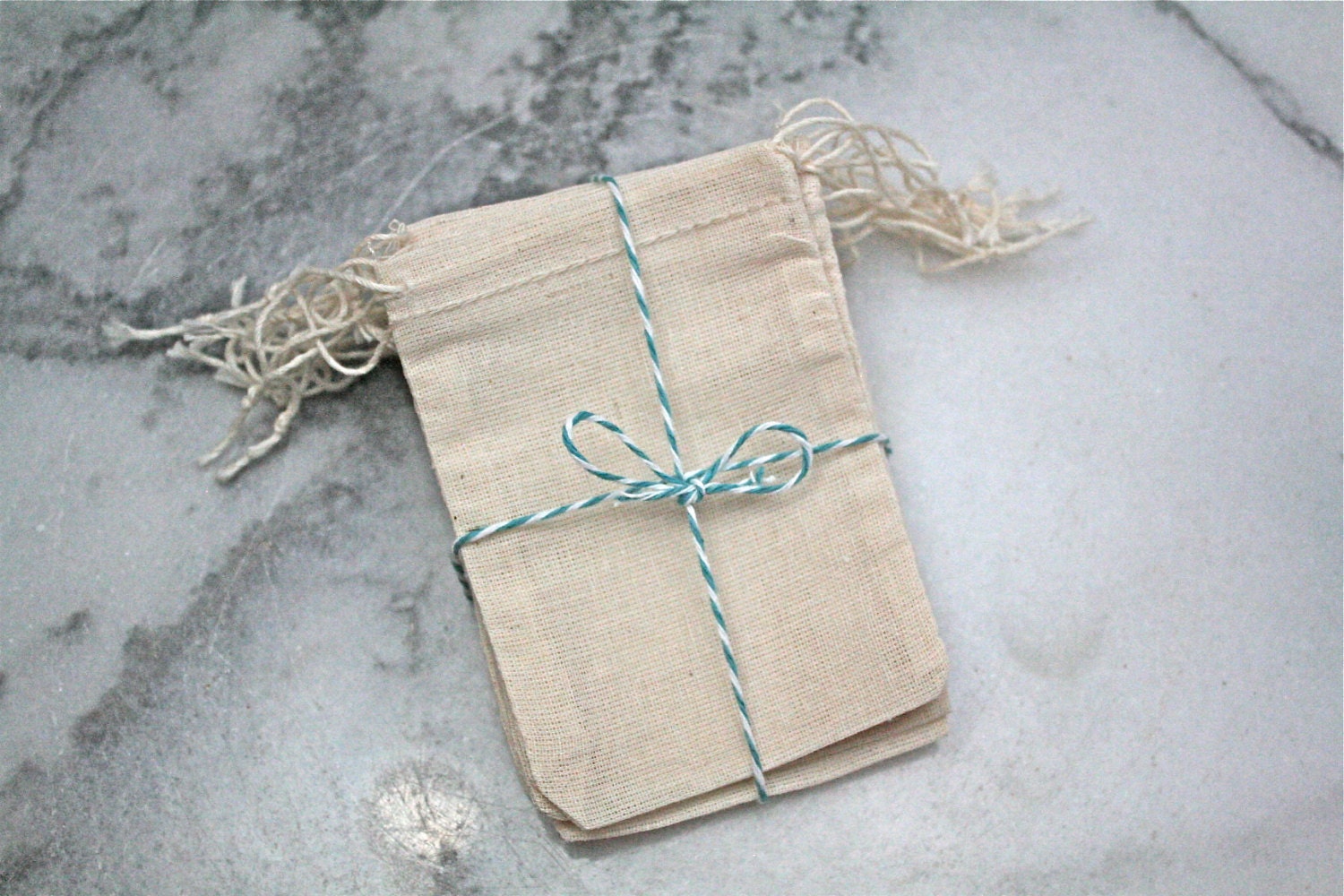 Muslin favor bags, 2.5 x 4. Set of 25. Unprinted natural cotton double drawstring bags. DIY wedding favor bags.