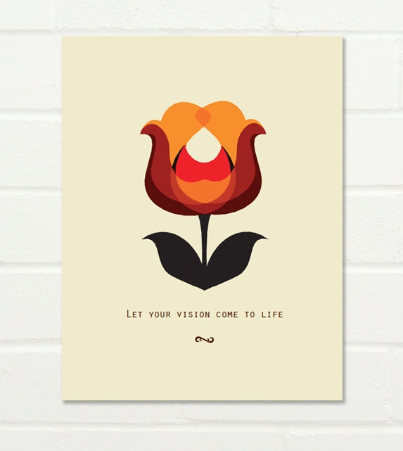Original Art Print "Let your vision come to life" with light brown background A3