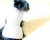 Dog Bow Tie Shirt for Chihuahua and Other Small Dogs - White Cotton with Fine Check and Bow Tie