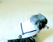 Small Dog's Sailor Shirt Made to Order - White Poly Cotton with Navy Blue Trim and Anchor Applique Maltese