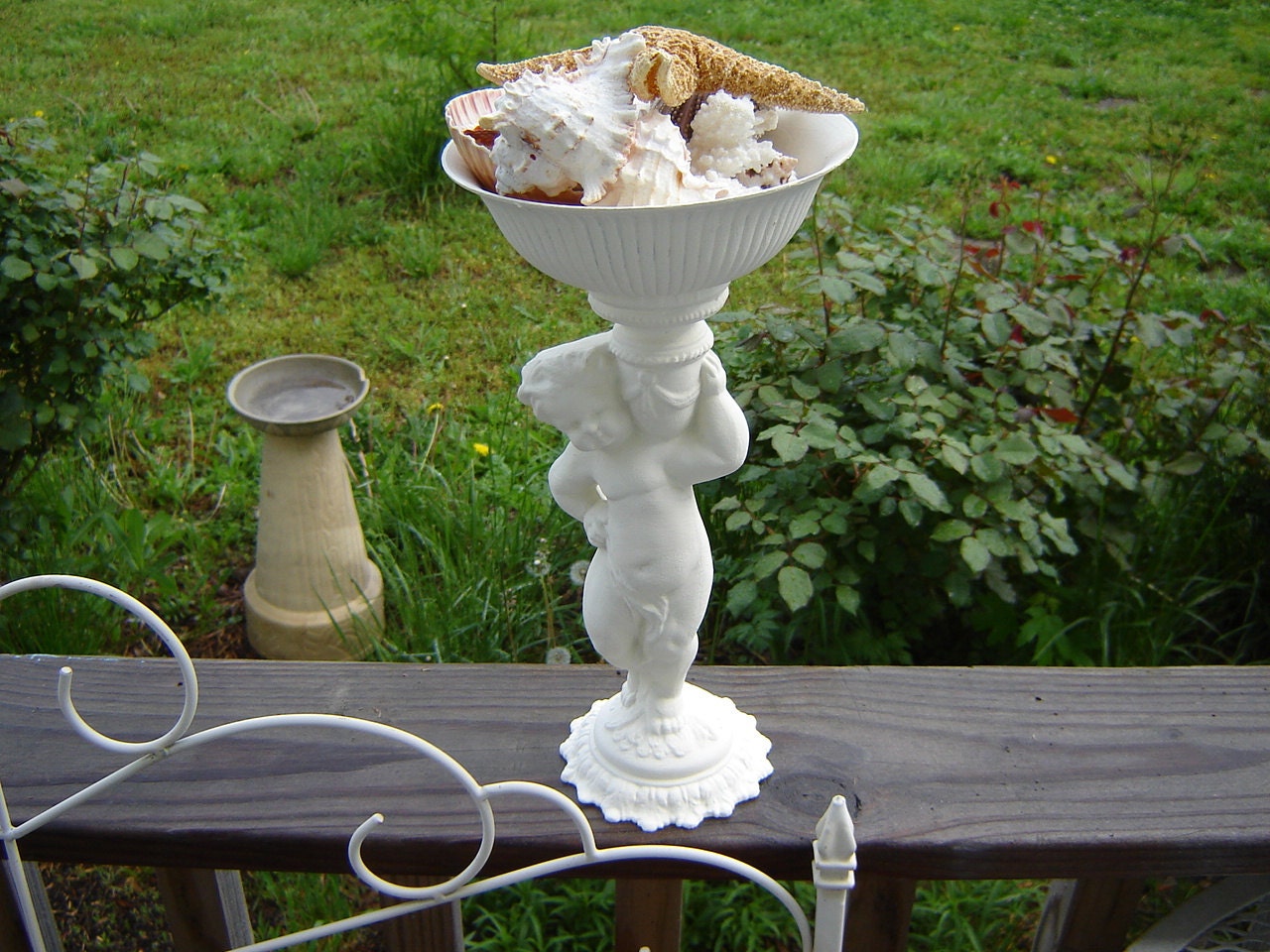 Vintage Cherub Planter/Metal cherub statue/ home decor/ wedding decor/antique cherub
