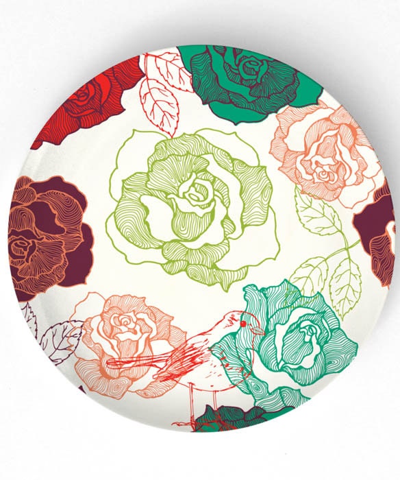Roses - on 10 inch Melamine Plate