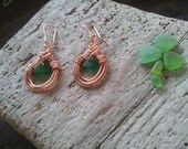 Copper Celtic Sea Glass Earrings