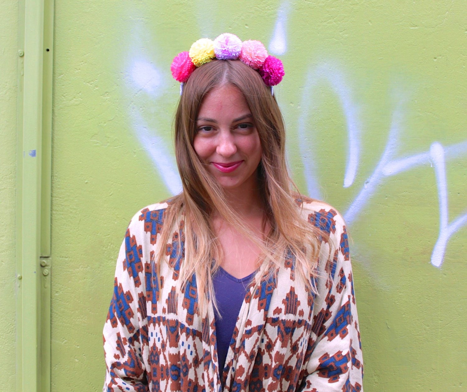 Seventeen Floral Pom Pom Headpiece