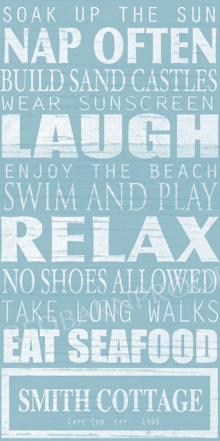 BEACH Sign, Cottage Rules Canvas, Personalized Canvas word art 18x24,  Family Rules, Lakehouse