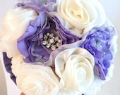 Purple Bridal Bouquet, Fabric Bridal Bouquet, Wedding Bouquet, Velvet Bridal Bouquet, Wedding Accessories, Bridesmaid Flowers