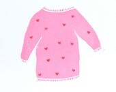 Blank greeting card: Pink 80s Sweater With Hearts