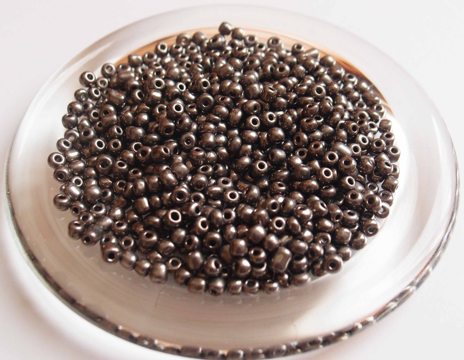 70G Gun Metal Metallic Round Glass Seed Beads Size 6/0 4mm