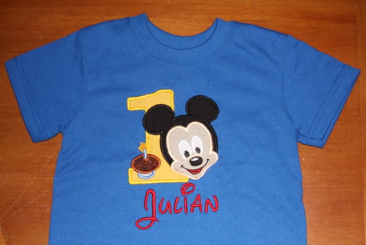 Mickey Mouse personalized applique birthday shirt