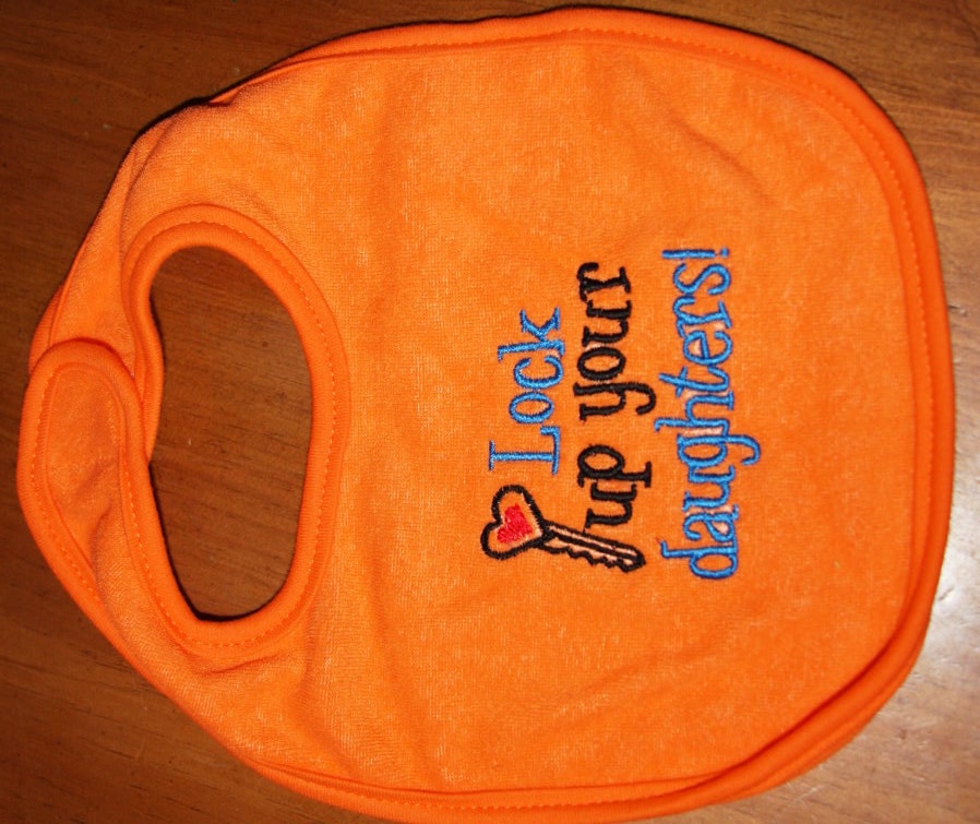 Lock up your daughters embroidered bib