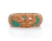 Wood Bracelet of Malachite and Olivewood - Green Glory