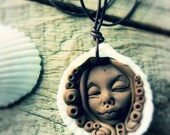 Ocean Child Polymer Clay Cardita Shell Pendant Necklace