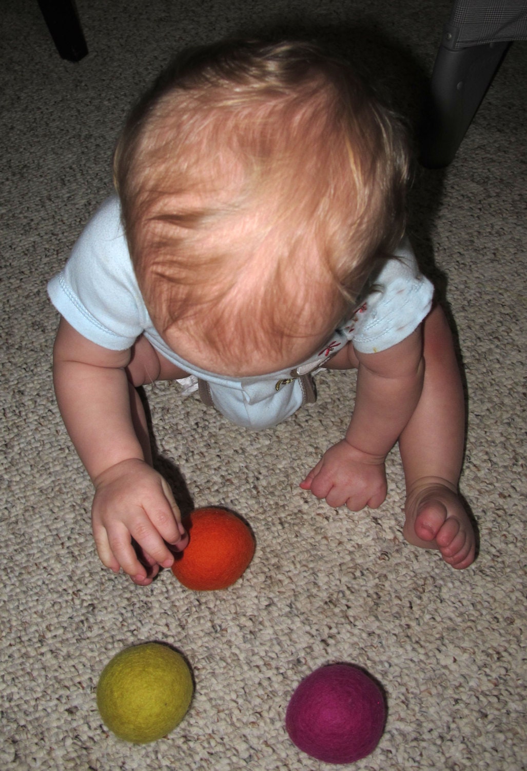Leaping Sheep three solid felted wool ball baby toy - safe - eco friendly - soft - photo prop