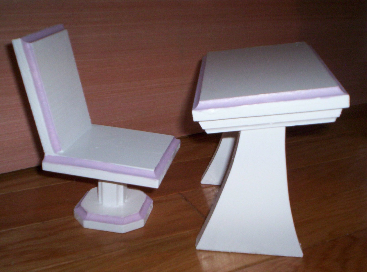 Doll  desk and chair Handcrafted for American Girl 18 inch doll white with purple trim