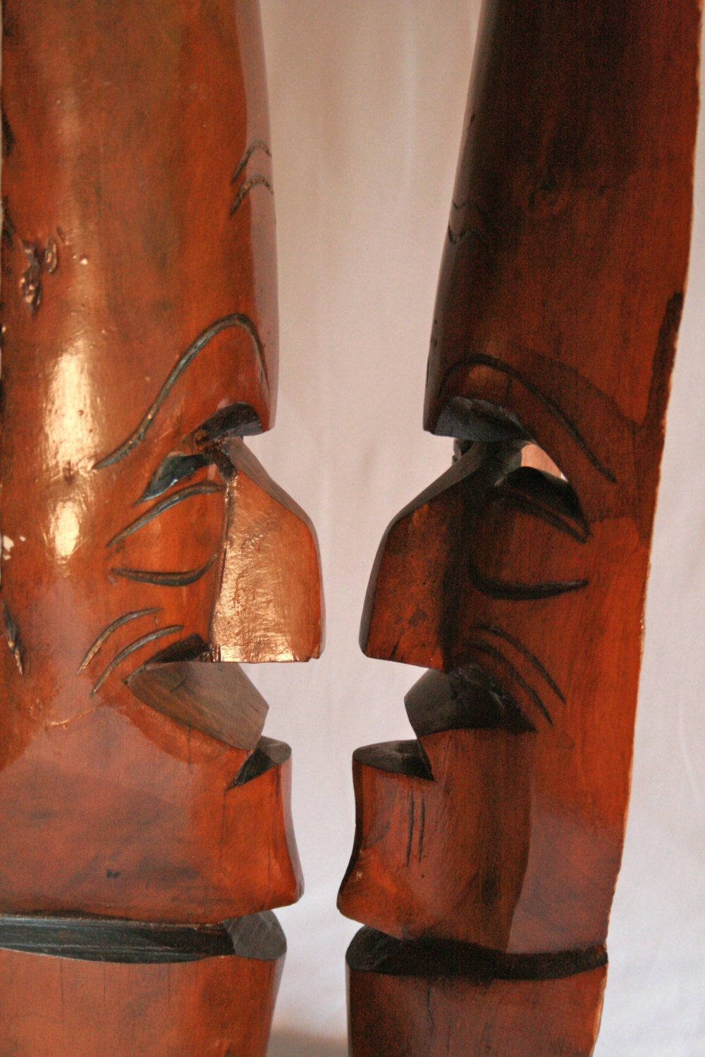 Hand Carved Wooden Tiki Mask Hawaiian Mid Century Modern Kitsch