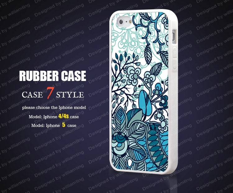 blue flowers Iphone 5 case  Soft Rubber Case silicone case for iphone 4 decorative pattern iPhone 4s Case  Silicon Rubber case flower G0006