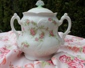 French Limoges vintage Sucrier ( large sugar bowl) with roses