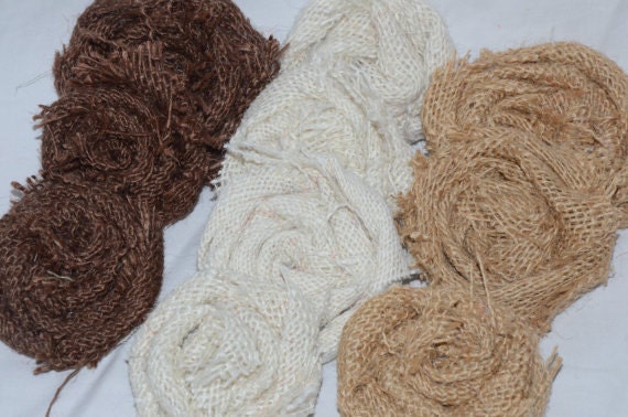 Mix and Match Set of 50 burlap flowers for wedding decorations-monogram letters-pillows-picture frames-floral arrangements-headbands-crafts