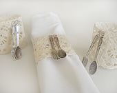 Eyelet Napkin Ring, Fork&Spoon, Set of 6, Veil Pouch