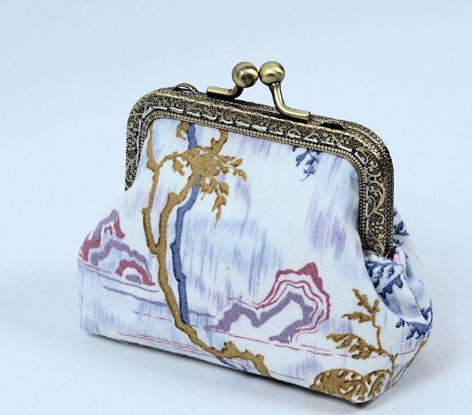 Coin Purse - Asian Landscape - Change Purse - Cotton Bag - READY to SHIP