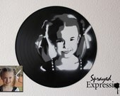 Custom Kid Portrait Spray Paintings on Upcycled Vinyl Record - Made to Order