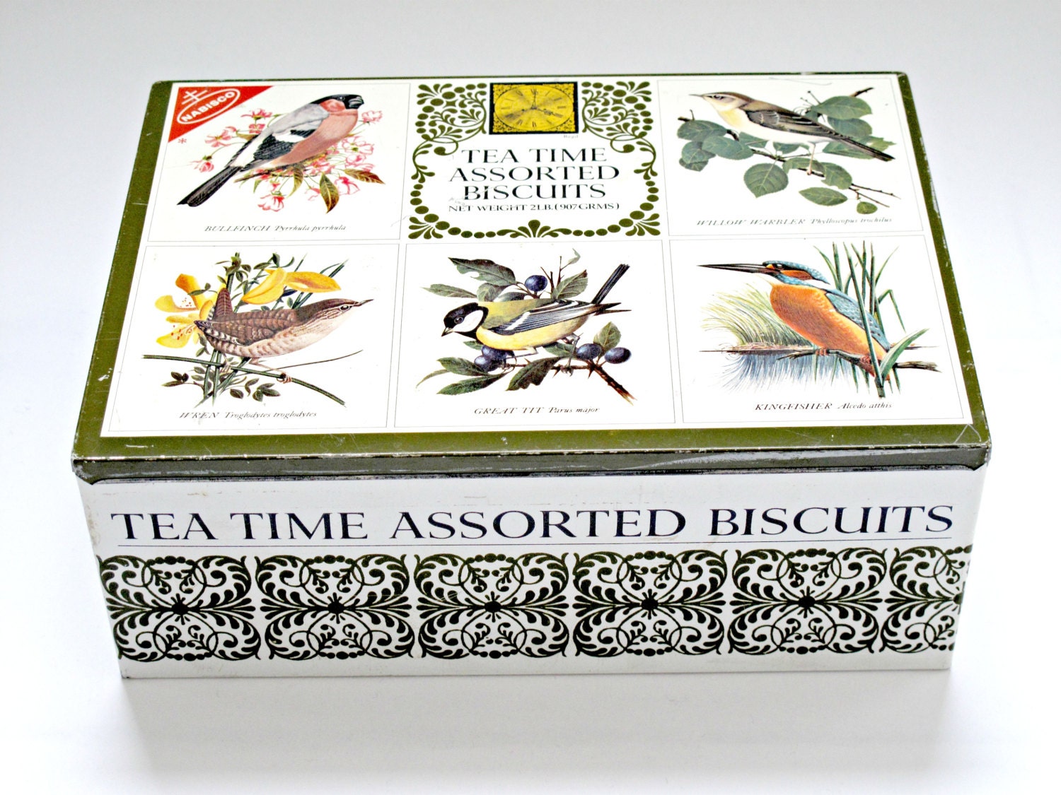 Charming Vintage Biscuit Tin Featuring Birds