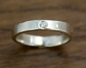 Alternative Engagement Diamond Ring, Flush Set, Conflict Free, Ethical, Eco-Friendly, 100% Recycled Silver&Gold, April Birthstone