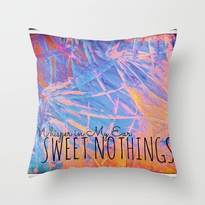 SWEET NOTHINGS Decorative Throw Pillow Cover 18 x 18 Beautiful Abstract Midnight Romantic Valentine Florals, Eggplant Pink Modern