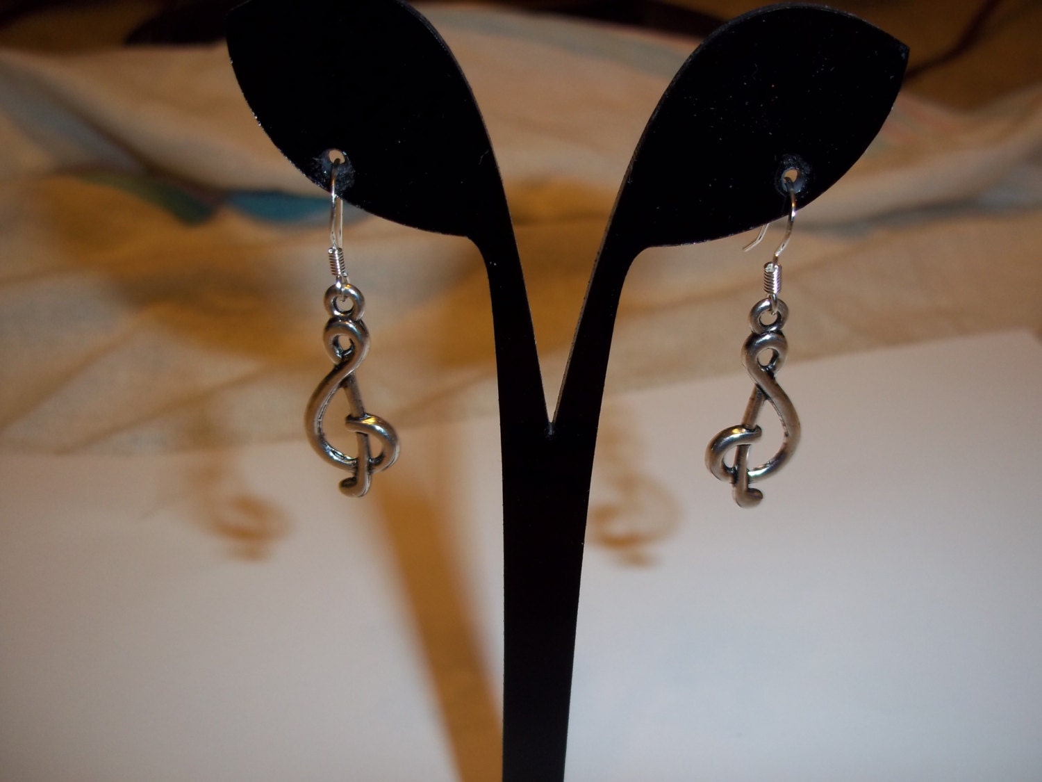 Treble Cleff Silver Earrings