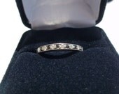 Silver Black and White Diamond 1/2 Eternity Band