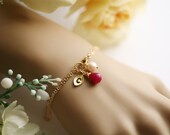 Monogram Bracelet,Gold,Personalized Initial leaf Bracelet, Bridesmaid,Flower Girl,Bridal Wedding Jewelry,Leaf jewelry