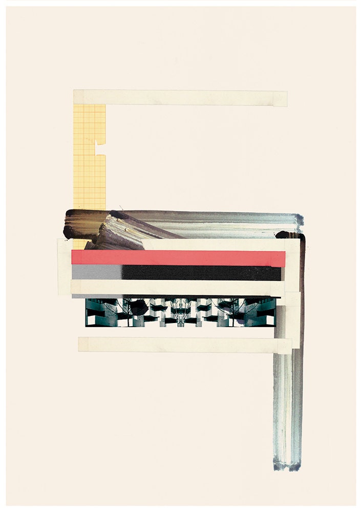 Geometric art print, Abstract collage, Abstract composition XLVI
