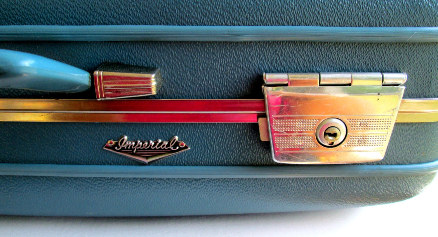 Vintage Blue Suitcase Luggage Imperial 1960's