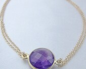 30% OFF Gold Amethyst Bracelet-Bezel Set Gold Filled Amethyst Bracelet, Delicate, adjustable Gold Bracelet