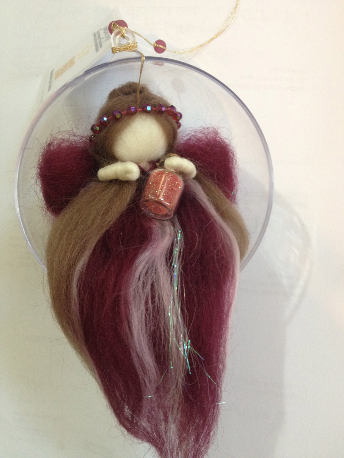 Needle felted Wishes Fairy, Holding a Fairy Dust In A Tiny Bottle
