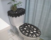 Set of 2 Crochet Covers for Toilet Seat & Toilet Tank Lid, Cozies - Edwardian (charcoal gray) (TSTTL1D)