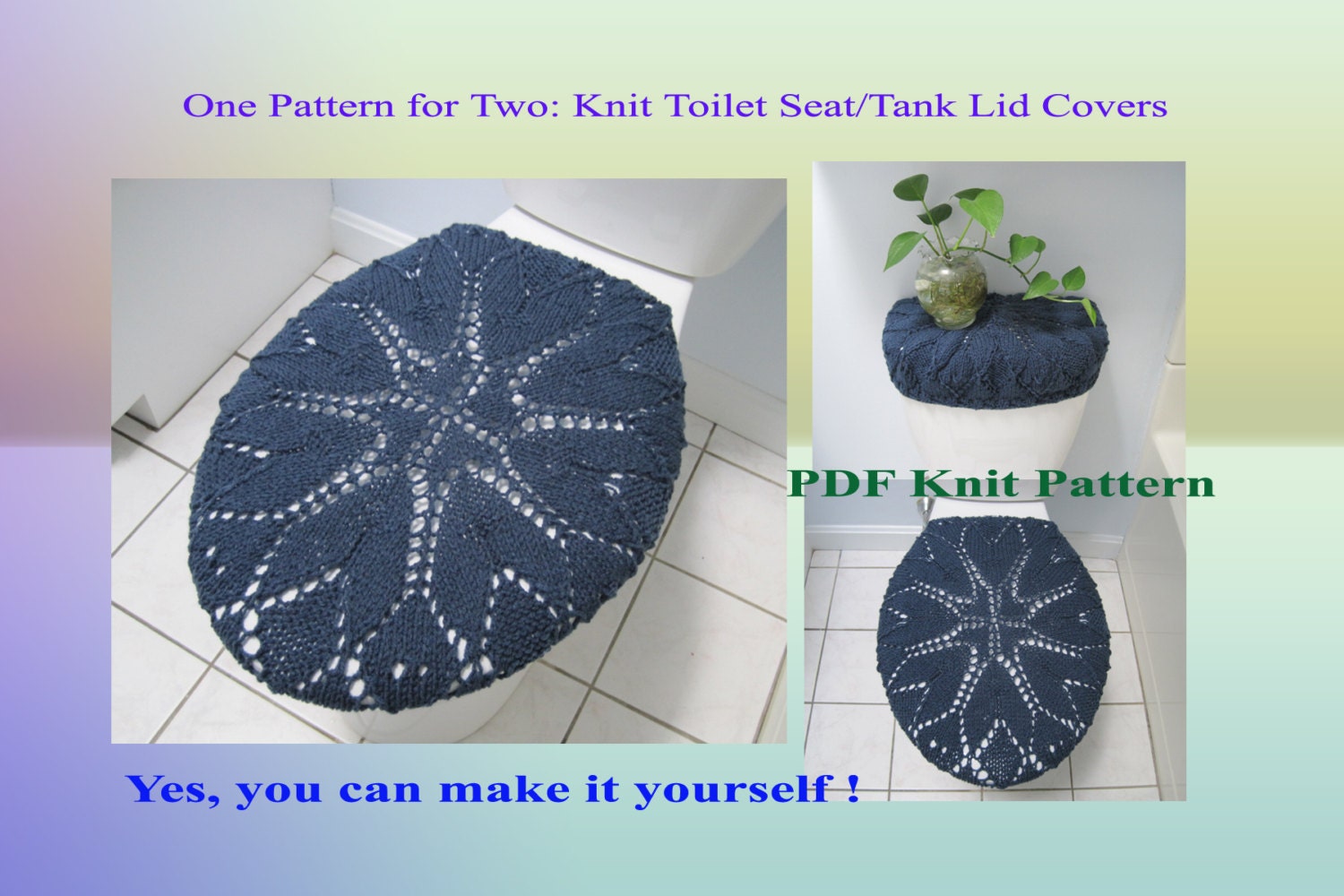 One Pattern for Two - Knit Toilet Seat Cover & Knit Toilet Tank Lid Cover (16VC2013)