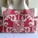 Large Diaper Bag, Every Day Large Tote Bag in Canvas modern essentials fabric fun floret citrus ruby/orange