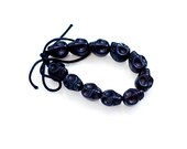 Chunky Large Black Skull and Leather Cord Bracelet