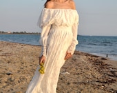 Long Sleeved Lace Wedding Gown 70s Bohemian Wedding Dress / Vintage Maxi Gown / Handmade by SuzannaM Designs - New Collection