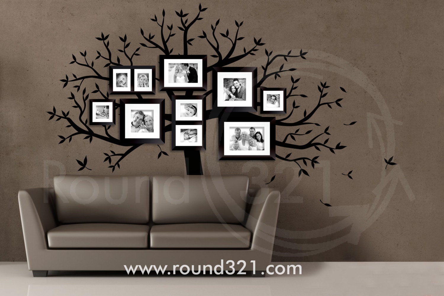 Family Tree Wall Decal - Photo Tree Decal - Use with Or Without Photos -