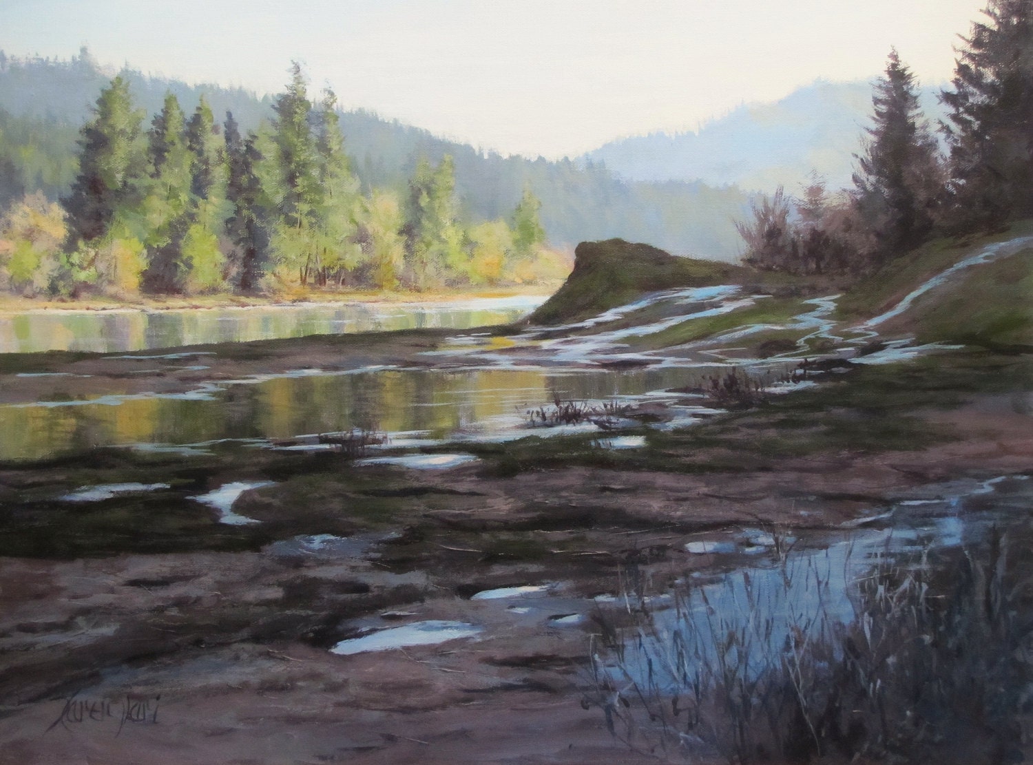Original River Landscape Painting - "Waterways"