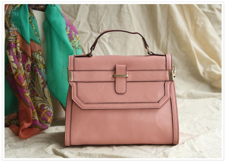 Leather Tote Bag - Briefcase - Shoulder Bag - Handbag - Satchel - Messenger Bag - Lady Bag in Pink