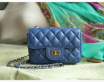 Leather Satchel - Leather Messenger Bag - Shoulder Bag - Lady Bag - Leather Briefcase in Blue