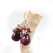 Ruby earrings , gemstone jewelry , purple drop earrings , birthstone jewelry , garnet pyrite sterling silver