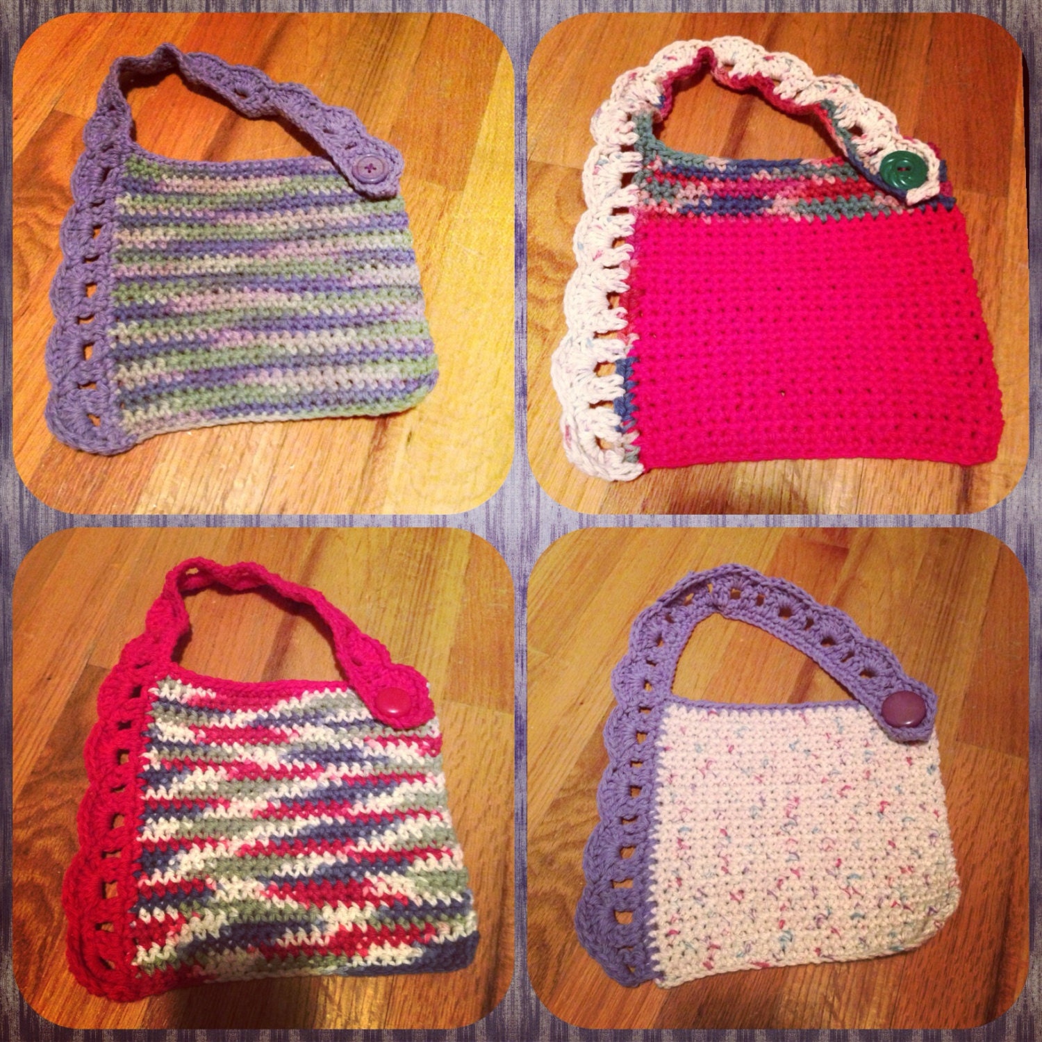 Cotton Crocheted Handmade Custom Unique Baby Bibs - Adjustable Strap