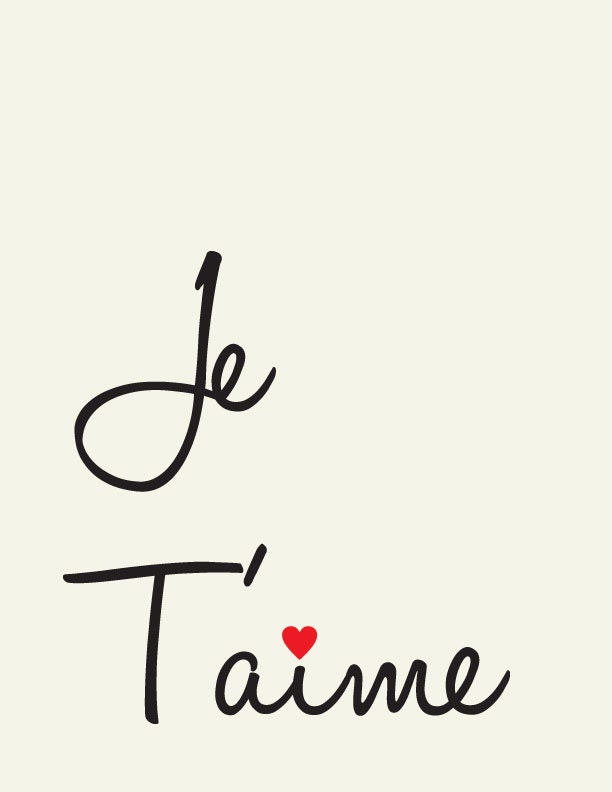 Je T'aime // I Love you // French love quote // Art Print